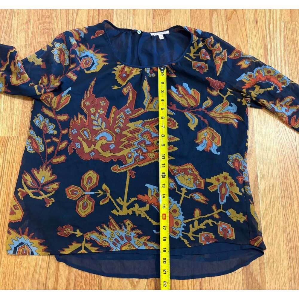 GIBSON LATIMER blouse Women's Size XL Floral Top Boho Chic Sheer 3/4 Sleeves - Picture 2 of 10